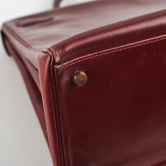 Hermes Vintage Kelly 35 Burgundy Box Leather