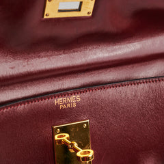 Hermes Vintage Kelly 35 Burgundy Box Leather