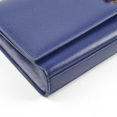 Saint Laurent Long Blue Grained Leather Clutch