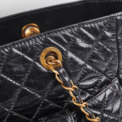 Chanel Black Shiny Calfskin Shoulder Tote Bag - Series 20