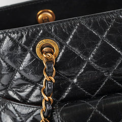 Chanel Black Shiny Calfskin Shoulder Tote Bag - Series 20