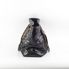 Chanel Black Shiny Calfskin Shoulder Tote Bag - Series 20