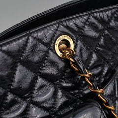 Chanel Black Shiny Calfskin Shoulder Tote Bag - Series 20