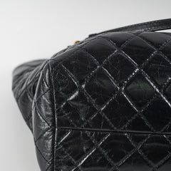 Chanel Black Shiny Calfskin Shoulder Tote Bag - Series 20