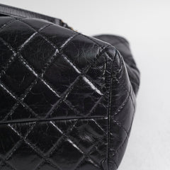 Chanel Black Shiny Calfskin Shoulder Tote Bag - Series 20