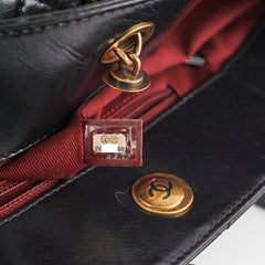 Chanel Black Shiny Calfskin Shoulder Tote Bag - Series 20