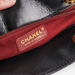 Chanel Black Shiny Calfskin Shoulder Tote Bag - Series 20