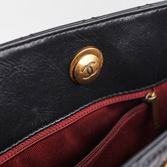 Chanel Black Shiny Calfskin Shoulder Tote Bag - Series 20