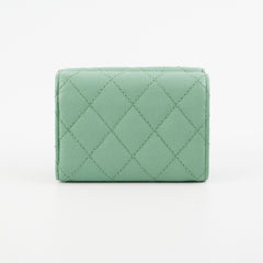 Chanel Caviar Compact Wallet Green Microchipped