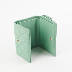 Chanel Caviar Compact Wallet Green Microchipped
