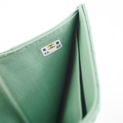 Chanel Caviar Compact Wallet Green Microchipped