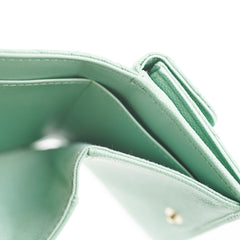 Chanel Caviar Compact Wallet Green Microchipped