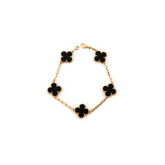HOLD Van Cleef & Arpels VCA Vintage Alhambra 5 Motifs Bracelet Onyx