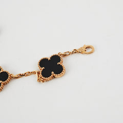HOLD Van Cleef & Arpels VCA Vintage Alhambra 5 Motifs Bracelet Onyx