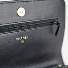 Chanel Boy Caviar Black Wallet On Chain