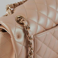 HOLD -Chanel Medium/Large Double Classic Flap Iridescent Beige