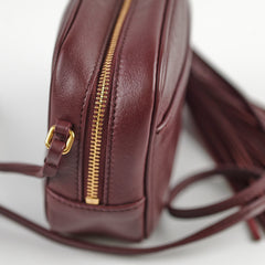 Saint Laurent Mini Lou Leather Camera Burgundy Crossbody Bag