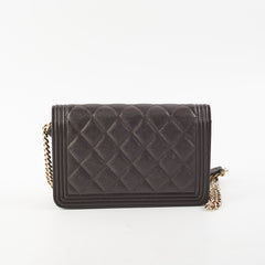 Chanel Wallet On Chain (WOC) Boy Caviar Dark Brown