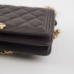 Chanel Wallet On Chain (WOC) Boy Caviar Dark Brown