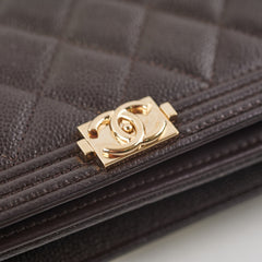 Chanel Wallet On Chain (WOC) Boy Caviar Dark Brown