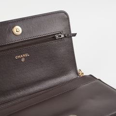 Chanel Wallet On Chain (WOC) Boy Caviar Dark Brown