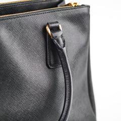 Prada Medium Galleria Black Saffiano Leather Tote