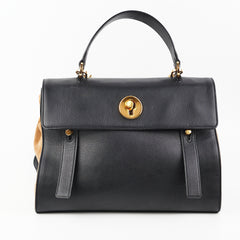 Saint Laurent Muse Calfskin Black and Beige Shoulder Bag