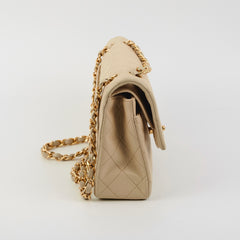 Chanel Small Vintage Double Flap Lambskin Beige