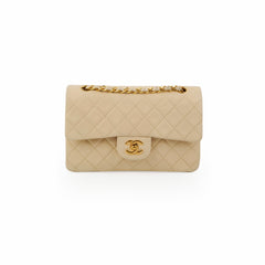 Chanel Small Vintage Double Flap Lambskin Beige