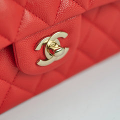 Chanel Caviar Medium/Large Double Classic Flap Red Microchip