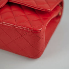 Chanel Caviar Medium/Large Double Classic Flap Red Microchip