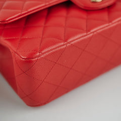 Chanel Caviar Medium/Large Double Classic Flap Red Microchip