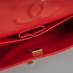 Chanel Caviar Medium/Large Double Classic Flap Red Microchip