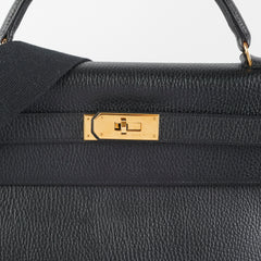 Hermes Kelly 40 Black Ardennes D Stamp (2000)