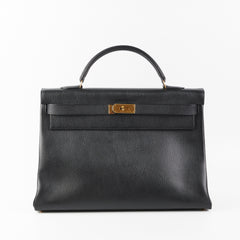 Hermes Kelly 40 Black Ardennes D Stamp (2000)