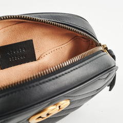 Gucci Matelassé Mini GG Marmont Black Belt Bag