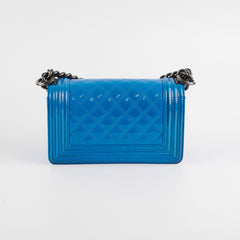 Chanel Small Boy Patent Blue Bag