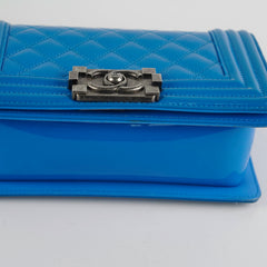 Chanel Small Boy Patent Blue Bag