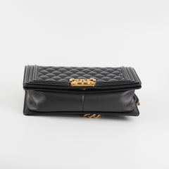 Chanel Old Medium Boy Patent Black