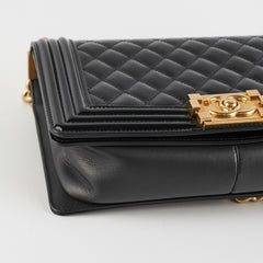 Chanel Old Medium Boy Patent Black