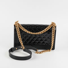 Chanel Old Medium Boy Patent Black