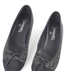 Chanel Sequin Fabric Ballet Flats Black Size 40