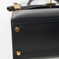 Hermes Vintage Kelly 28 Box Black Stamp G Square (2003)