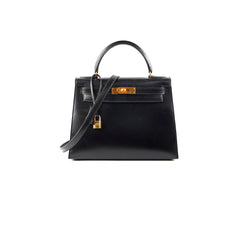 Hermes Vintage Kelly 28 Box Black Stamp G Square (2003)