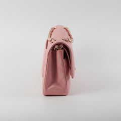 Chanel Medium/Large Caviar Double Classic Flap Iridescent Pink