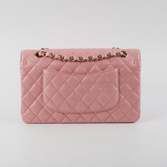 Chanel Medium/Large Caviar Double Classic Flap Iridescent Pink