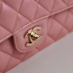 Chanel Medium/Large Caviar Double Classic Flap Iridescent Pink