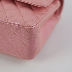 Chanel Medium/Large Caviar Double Classic Flap Iridescent Pink