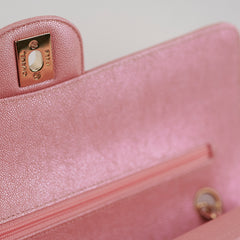 Chanel Medium/Large Caviar Double Classic Flap Iridescent Pink