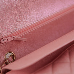 Chanel Medium/Large Caviar Double Classic Flap Iridescent Pink